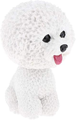 Simulation Shaking Head Hund Wackelkopf Hundespielzeug für Auto Innenraum Armaturenbrett Ornament – Bichon Frisee