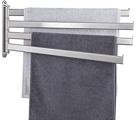 KES Handtuchhalter Schwenkbar Handtuchstange 4 Armig Bad Edelstahl SUS304 Badetuchhalter 50CM 180° Drehung Gebürstet, A2104S4L50-2