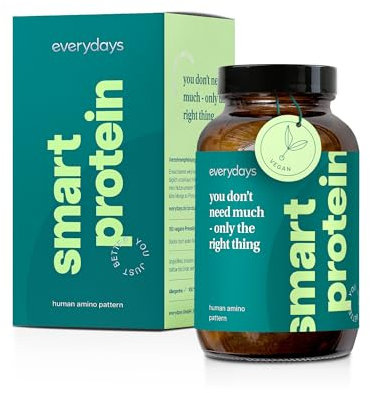 Everydays – smart protein Tabletten – 100% reiner Aminosäuren Komplex hochdosiert – vegan & in Deutschland hergestellt – Kristalline Aminosäuren gewonnen aus Fermentation (180 Tabletten)