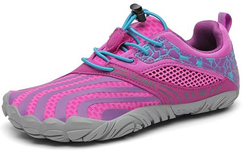 SAGUARO Barfußschuhe Barfussschuhe Kinder Outdoor Sport Barfuß Schuhe Jungen Mädchen Zehenschuhe Traillaufschuhe Fitnessschuhe rutschfest Badeschuhe Wasserschuhe Pink,Gr.28