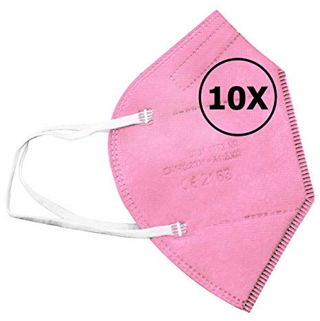 TBOC Mascherine FFP2 - [Pack 10 Unità] Maschere Usa e Getta [Rosa] 5 strati [Non Riutilizzabili] Pieghevoli Traspiranti con Clip per il Naso [Certificato e Approvato CE 2163] Qualità Premium