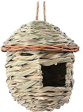 Nid Oiseau, Maison Oiseaux Exterieur Paille tissée à la Main Suspendue Maison des Oiseaux nid Birdhouse Accueil Jardin, nichoir Oiseaux Exterieur nid de Net Maison d Oiseaux nid Bois. (1 PCS)