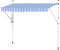 Kingpower Markise Klemmmarkise 350 cm breit Balkon, einziehbar Balkonmarkise mit Kurbel Gelenkmarkise Standmarkise Sonnenschutz, in Blau und Weiß