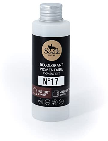 Sofolk - Peinture Cuir/Simili-Cuir - Recoloration pour Cuir Abimé, Rayé, Giffré, Décoloré - Volant de Voiture, Siège Auto, Canapé, Chaussure, Veste et Vêtements (125ml, 17-Rouge)