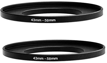Fotasy (2 Stück) 43–58 mm Step Up Ring Adapter, 43 mm auf 58 mm Step Up Filterring, für DSLR Kamera Objektiv und ND UV CPL Infrarotfilter