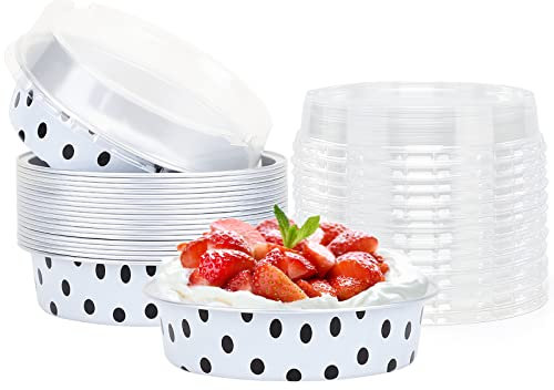 Beasea Lot de 20 mini moules à tarte avec couvercles, 10,2 cm, 227,8 g, moules ronds en aluminium pour cupcakes, desserts, muffins, ramequins et quiches, plats au four