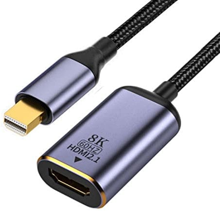 CY Adaptateur Mini DisplayPort vers HDMI, Mini DP DisplayPort 1.4 Source Mâle vers HDMI 2.0 Femelle Affichage 8K 60hz UHD 4K Câble Adaptateur Moniteur