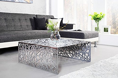 LEBENSwohnART Design Couchtisch RIAS Aluminium ca.60cm Silber