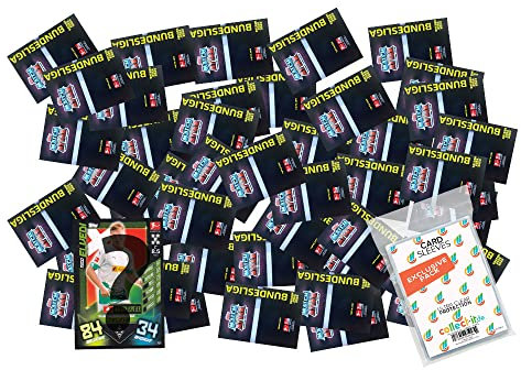 collect-it.de MY HOME OF CARDS + TOYS Exklusive Aufbewahrungshüllen im Bundle mit Topps Match Attax 2022/23-100 Verschiedene, zufällige Karten + 1 seltene Nationalspieler Karte