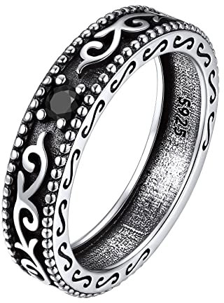 Bestyle Bague en Argent 925 Largeur de 3mm Celtique Bijoux Viking pour Hommes Femmes Couple Taille 57