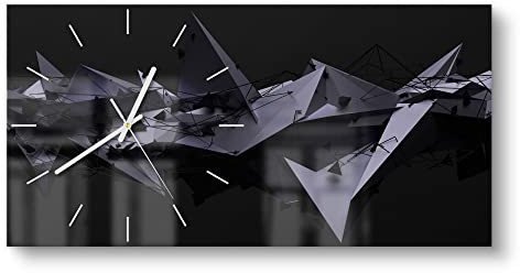 DEQORI Glasuhr | vertikal 60x30 cm | Motiv Abstrakter Stacheldraht | große XXL Design Uhr aus Glas | leise Wanduhr für Wohnzimmer & Küche | moderne Hingucker Uhr für die Wand