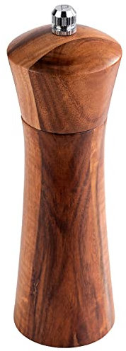 APS Moulin à poivre en bois d'acacia - Broyeur en acier au carbone - Diamètre : 5 cm - Hauteur : 17 cm - 40417 cm
