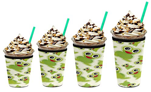 Big Eyed Frog - Manicotto isolante riutilizzabile per bevande fredde, tazze di caffè freddo, bevande fredde, soda latte, 623,7-680,4 g