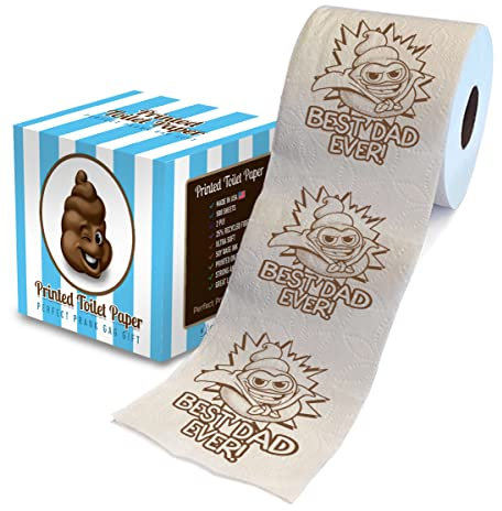 Printed TP Happy Fathers Day Super Hero Best Dad Ever Printed Toilet Paper Roll – Funny Novelty Gag Gift Prank, for Dad, Husband, Boyfriend – Best Dad Gift, Brown Super Hero, 1 Count (Pack of 1)