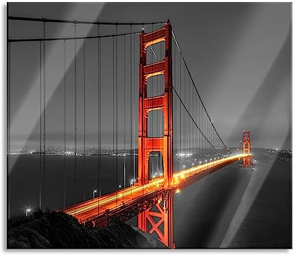 majestätische Golden Gate Bridge Herdabdeckplatte & Spritzschutz aus Echtglas | Für Herd-Kochfelder | 60x52 cm