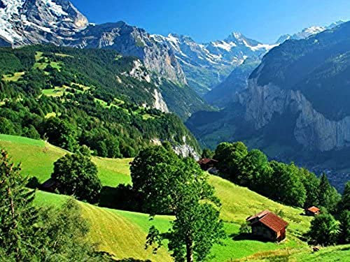 500 Piece Wooden Jigsaw Puzzle Wengen-Switzerland Large Puzzle Game for Adults and Teenagers52*38cm