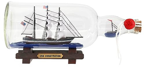 NAUTIMALL 11inch Black Pearl Caribbean Pirate Dual Model Ship in a Bottle Glass Ornament Table top Nautical Home Decoration Mayflower USS Constitution USCG Eagle Gift for boy (Con-B-27)
