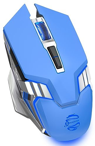 Wireless Gaming Mouse Blue Bluetooth for Multiple Devices 2400DPI RGB Backlit 800mAh Rechargeable Wireless for Laptop PC Mac MacBook Air/Pro iPad