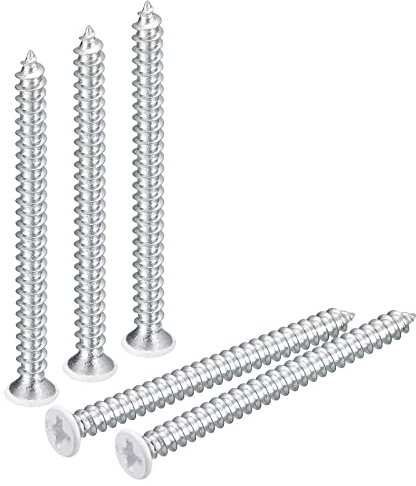 QUARKZMAN ST4x50mm Bianco Viti Autofilettanti Viti 50pz Piatta Testa Croce Legno Viti per Falegnameria