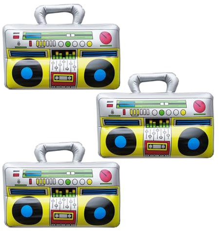 EUPSIIU 3 Piezas Radio Inflable Juguete Acuático Hinchable de Reproductor de Música, para Fiesta 80 Años 90 Años Accesorios de Fiesta, Fiestas de Rock Carnavales de Música, Halloween (Multicolor)