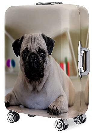 Hixingo Elastisch Kofferhülle Kofferschutzhülle 3D Mops-Hund Koffer Schutzhülle Staubdichte Reisekoffer Hülle Trolley Case Schutzhülle Reisegepäckabdeckung (Hund,XL (30-32 Zoll))