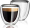 ERBO Espressotassen Set, Doppelwandige Espressotasse (2 x 80ml), Espresso Tassen, Espresso Gläser Doppelwandig, Espresso Tasse, Spülmaschinenfest, Kaffeetasse für Espresso Macchiato Ristretto