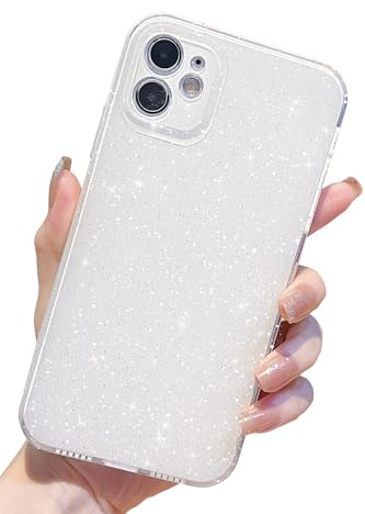 Finyosee Compatible with iPhone 11 Case 6.1 inch, Cute Neon Bright Color,Glitter Bling Thin Slim Shockproof Silicone Sparkly Case, Soft TPU Phone Case for Women Girl-White