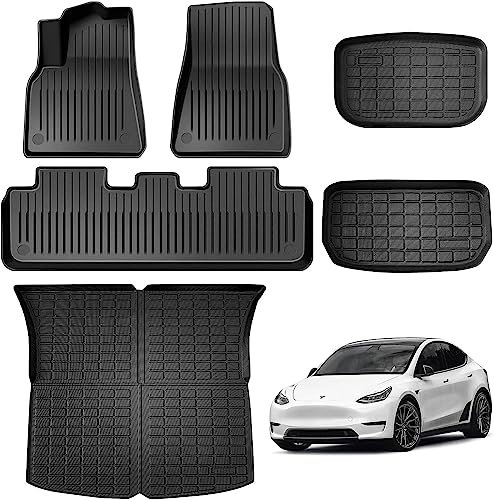 Big Ant Fussmatten Tesla Model Y (2021-2025/Juniper) Gummimatten & Kofferraumwanne Set - 6-teilige All-Weather, Anti-Rutsch Design, Hochwertige TPE Automatten