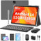 QDDQ Tablet Android con tastiera, tablet Android 14, 12(6+6) GB+128GB, espansione 1TB, 2 in 1, mouse, stilo, batteria 8000mAh, WiFi 2.4G/5G, GPS, custodia argento