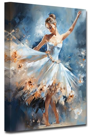 CXHOSTENT Abstrakte Mädchen Leinwand Wandbilder Ballett Mädchen Bild elegante Ballerina Kunstdrucke für Mädchen Schlafzimmer Tanzraum Dekoration (D, 30.00 x 45.00 cms)
