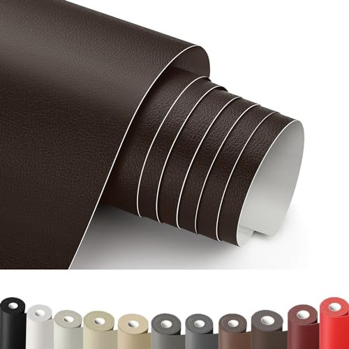 Leder Reparatur Set Dunkelbraun, 30 x 100 cm Kunstleder Selbstklebend, Lederflicken Selbstklebend, Kunstleder Reparaturset, Leder Patch für Sofa, Möbel, Autositze, Jacken, Handtaschen.
