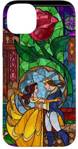 iPhone 14 Plus Disney Beauty and the Beast Belle and Prince Stained Glass Case