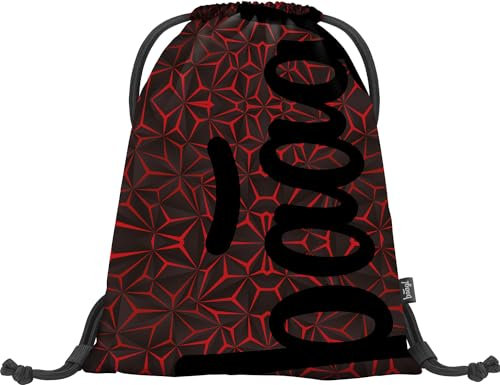 Baagl Turnbeutel für Jungen, wasserdichte Schuhbeutel für Kinder, Schule und Kindergarten Sportbeutel für Junge, Sportrucksack, Gymsack (Red Polygon)
