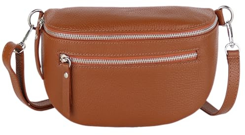 MIRROSI® Damen Bauchtasche Umhängetasche 27x14,5x8cm Damen, Made in Italy, aus Echtleder Tasche Echtes Leder, Brusttasche, Crossbody Bag aus echtem Leder