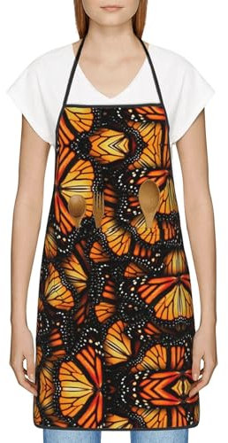 ATOurDealss Gymnastik-Schürze mit 2 Taschen, Unisex, verstellbare Latzschürze für Zuhause, Küche, Restaurant, Kaffeehaus, Heaps Of Orange Mona, One size