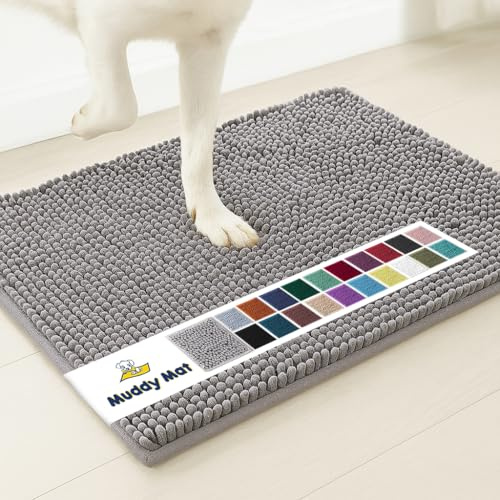 Muddy Mat® Shown on TV - Tapete de microfibra súper absorbente para patas fangosas, antideslizante, lavable, alfombra de entrada de felpilla de secado rápido, lavable a máquina, para interiores y