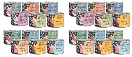 Mac's Cat Feinschmecker Katzenfutter 24x 200g | Garantierter 8 Sorten Mix | Auch als 6er oder 12er Erhältlich | Getreidefreies Nassfutter für Katzen