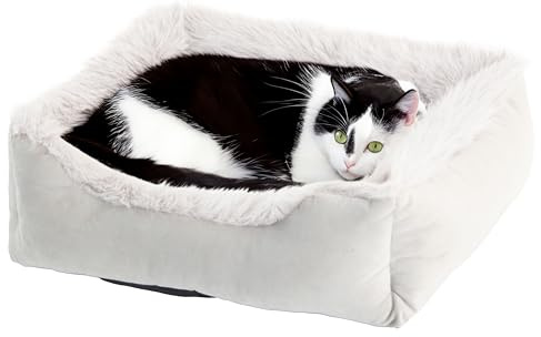 Wallace & Jones | Katzenbett Mayfair Katzenkissen, Silver-Quarz, Kuschelbett, Katzenkorb, 51 x 46 x 15 cm