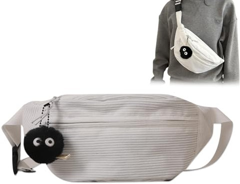 DMNQ Sac Banane Femme en Velours Côtelé - Bandoulière Demi-Lune Avec Sangle Réglable - Ceinture Y2k Pour Toutes les Occasions