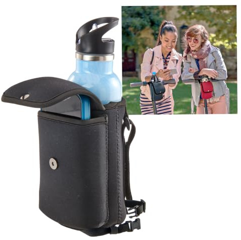 High Road Neoprene Bottle Holder and Phone Pouch for Mobility Equipment and Electric Scooters - Cup Holder for Strollers, Scooters, Rollators and Walkers