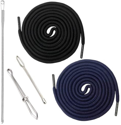 2 Stück Kordel Für Jogginghose, Kordel Für Hoodie, 160cm Hoodie Kordel, Jogginghose Band Mit 3 Nadeleinfädler, Kordelzug Jogginghose, Für Jogginghosen,Hoodies,Jacken,Sweatshirts(Schwarz, Dunkelblau)