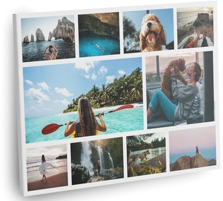 Panorama Lienzo Collage Personalizado con Fotos 40x30 cm - 10 Fotos - De 3 a 10 Fotografías - 20 Tamaños - Regalo Cuadro - Patrón 2