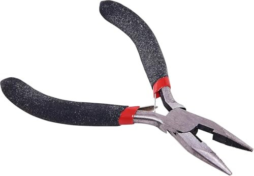 Mr.Gadget's Solutions Mini Long Nose Plier with Spring 15CM, Black Silver & Red, 15cm