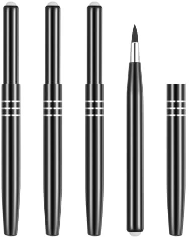 AOZUO Lot de 4 pinceaux à lèvres rétractables avec capuchon - Pinceau cosmétique - Pinceau à lèvres - Fixateur de rouge à lèvres - Bâton de rouge à lèvres - Applicateur de gloss - Brosse à lèvres -