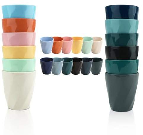 Mulaibdin 12 Pcs Plastic Cups Reusable, Kids Cups BPA Free, Unbreakable Plastic Tumblers Dishwasher Safe, Plastic Drinking Glasses for Adults, Coloured Beakers for Party,Picnic,Camping
