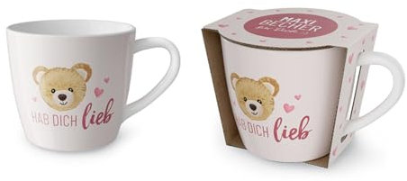 la Vida Maxi Becher für dich, Kaffeetasse Teddy, Hab Dich lieb, 400ml
