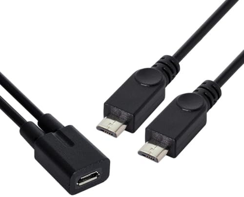 CY Cavo Micro USB femmina a doppio Micro USB maschio splitter estensione cavo di alimentazione di carica