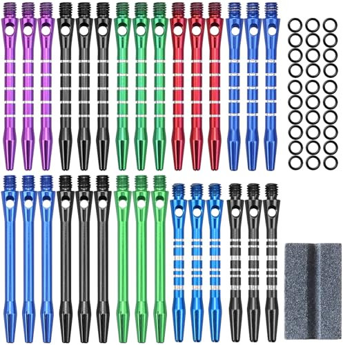 FSWWSF Dart Schäfte 2BA 30 Stück Alumium Dart Shafts mit Gummi Ring & Dart Schleifstein Dart Schaft 50/53mm Dart Ersatzteile
