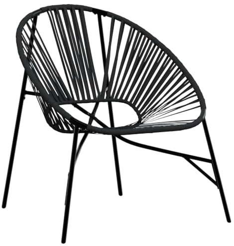 Gartenstuhl in Ei-Form Schwarz Poly Rattan, langlebig und witterungsbeständig für Garten und Terrasse