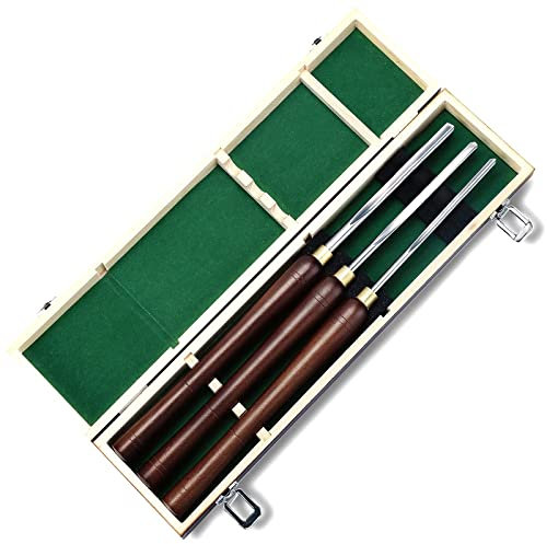 Bowl Gouge,Bowl Gouge Wood Chisel 3pcs Set, Wood Turning Chisels Tools for Lathe,Hss Spindle Bowl Gouge Set Roughing Gouge Woodturning Parting Tools with Walnut Handle in Wooden Case